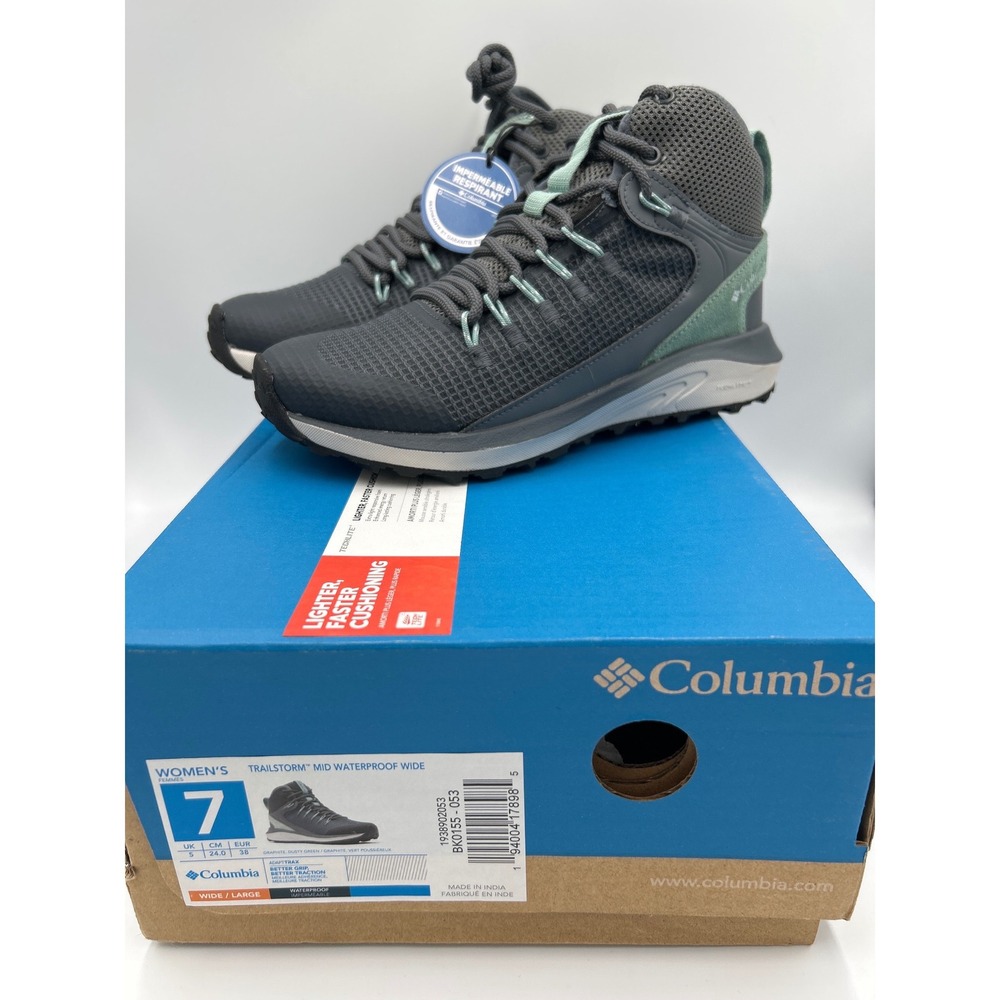 Columbia Trailstorm Mid Waterproof Women's Size 7 Wide Hiking Boots Graphite